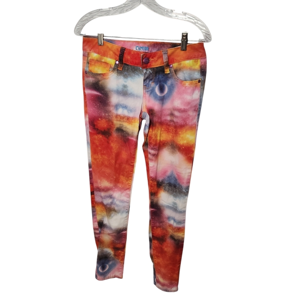 L ' Amour Galazy Space Stretch Denim Leggings Pants Size Juniors 3‎